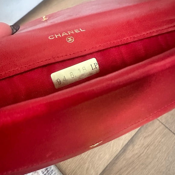 Designer CC Vintage Lambskin Double Flap Timeless Wallet Clutch Red - Picture 6 of 10